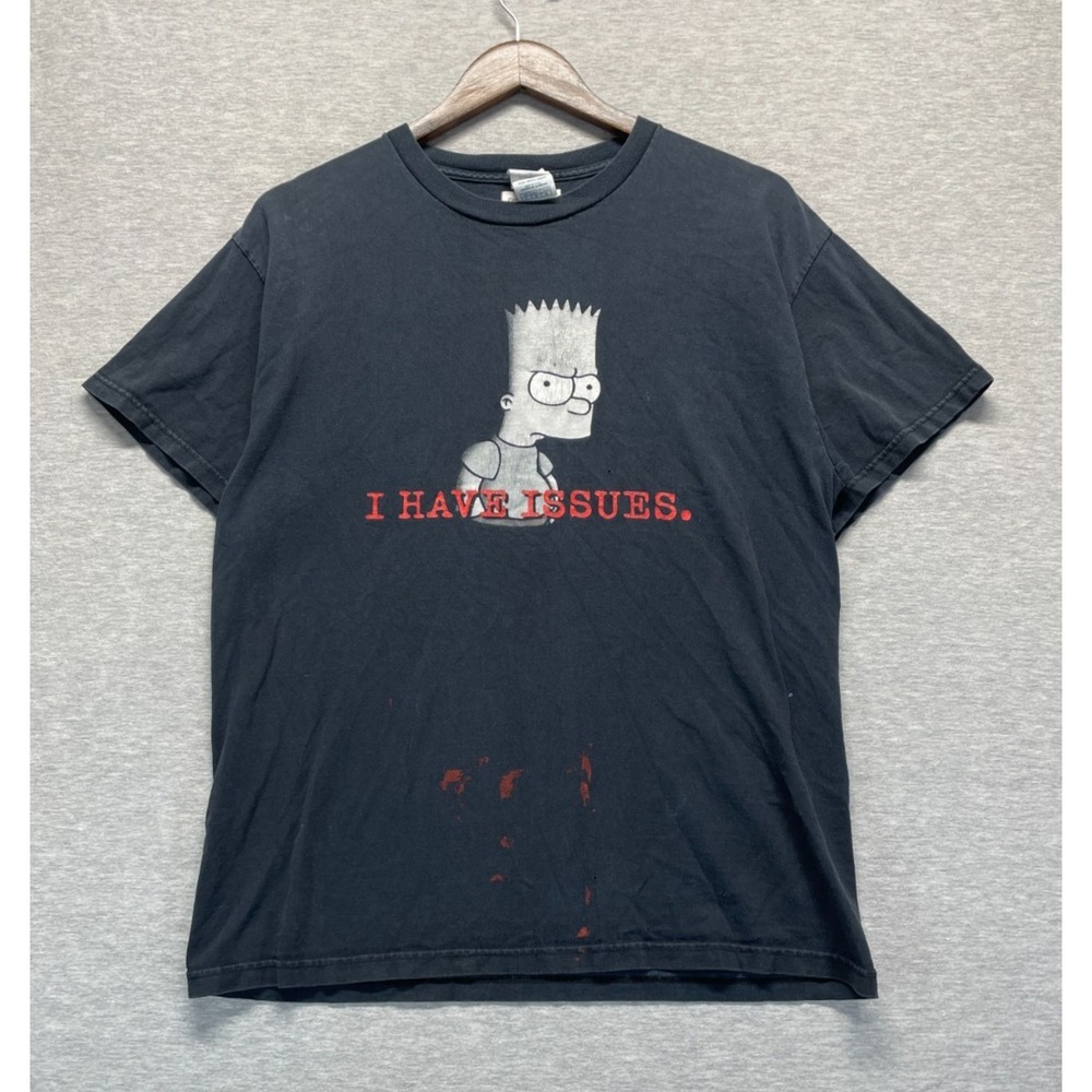VTG Delta Pro Weight T Shirt Mens Large Black Graphic Bart Simpson I Have Issues